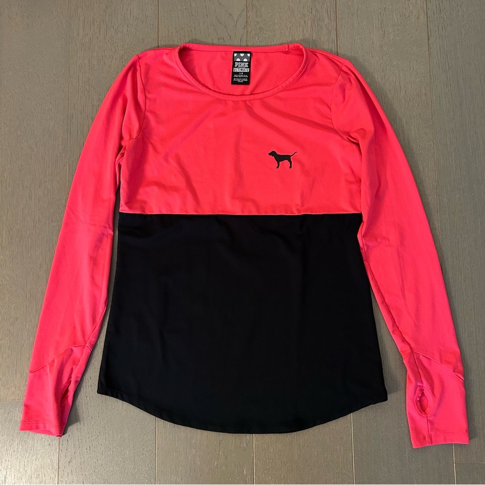 Victoria Secret Pink Ultimate Pink & Black Long Sleeve Shirt
